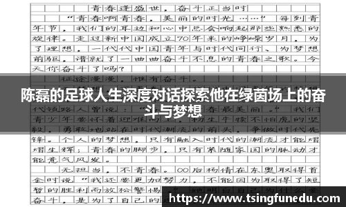 陈磊的足球人生深度对话探索他在绿茵场上的奋斗与梦想