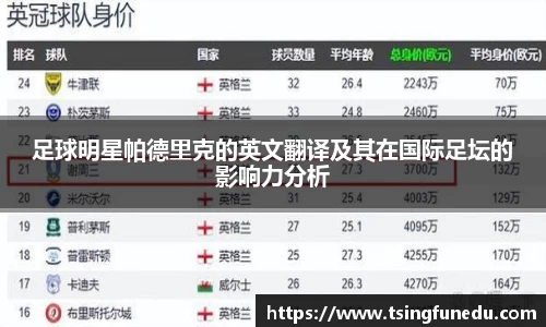 足球明星帕德里克的英文翻译及其在国际足坛的影响力分析